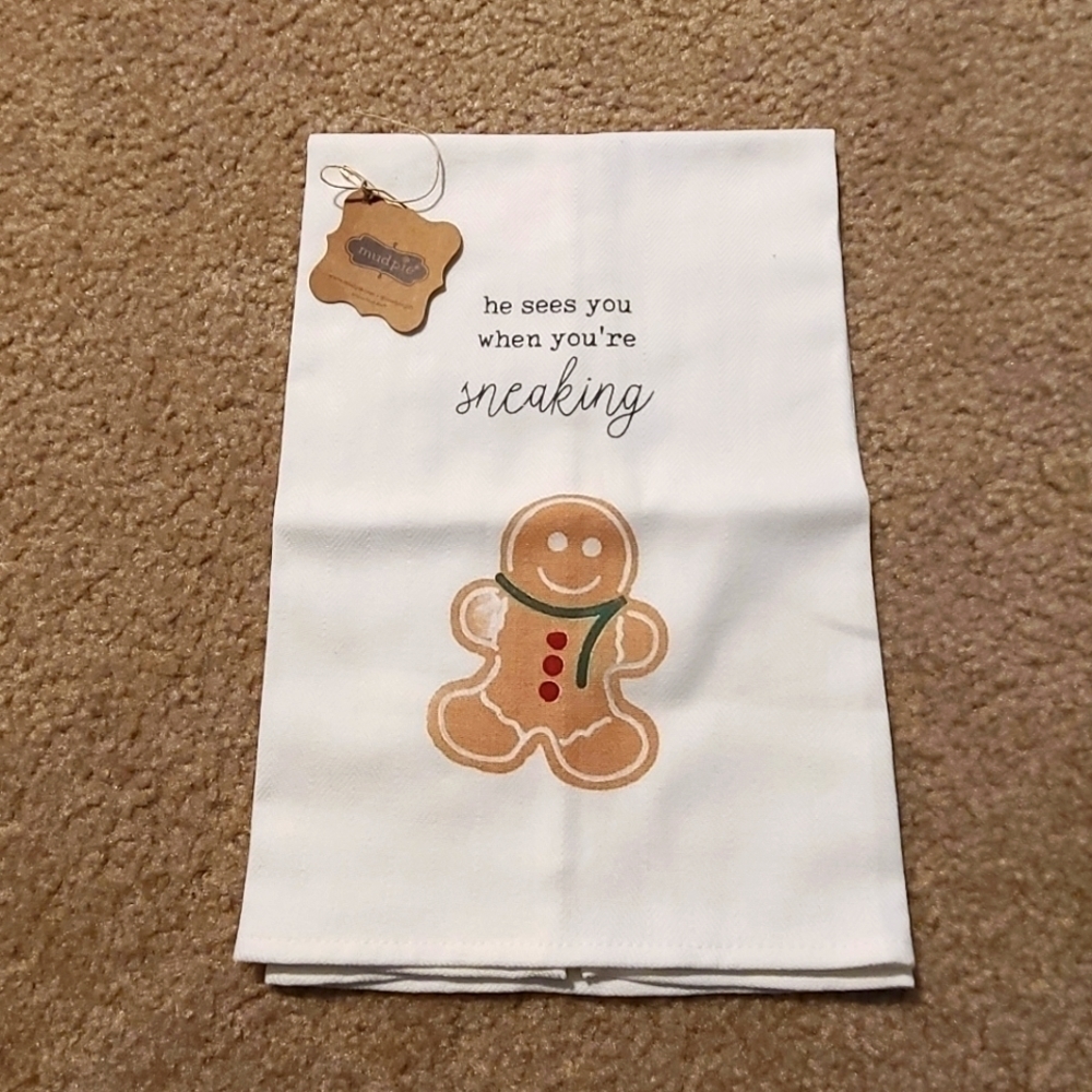 Mudpie Christmas Gingerbread Tea Towel Brand New NWT